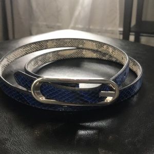 Blue and black snakeskin design belt.